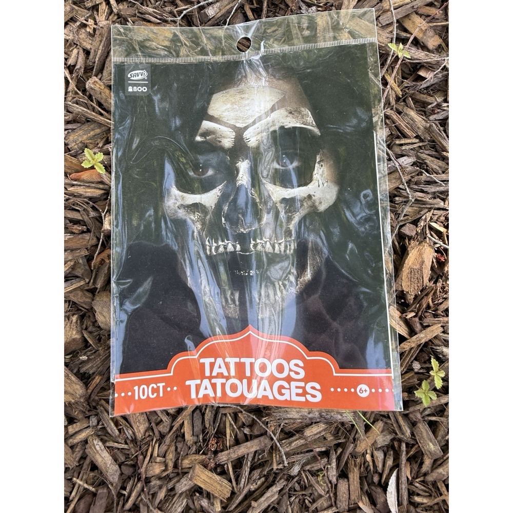 New Skeleton Face Halloween‎ Costume Temporary Tattoos 1 Package